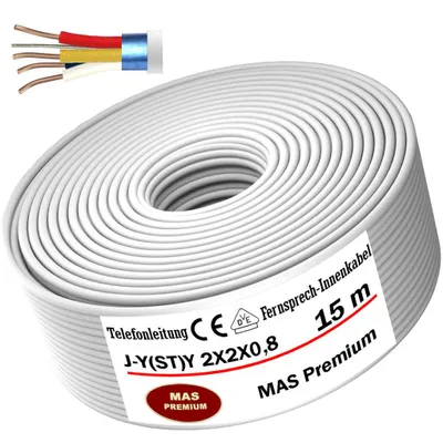 Produktbild von 15m J-Y(ST) Y 2X2X0,8 Telefonleitung Klingelleitung Fernmeldeleitung