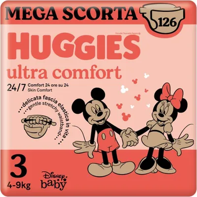 Produktbild von Huggies Ultra Comfort Mega Pack Größe 3 126 Windeln Mickey und Minnie