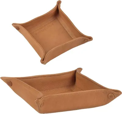 Produktbild von Sonnenleder Ablageschale Leder 20x20cm Taschenleerer Schale Lederschale Stiftschale natur braun Vide Poche Größe S