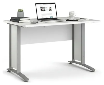 Produktbild von Schreibtisch - Weiß - Silbergrau - 120 x 80 cm