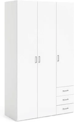 Image de Armoire à trois portes et trois tiroirs, de couleur blanche, dimensions 115 x 200 x 49 cm