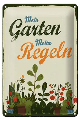 Produktbild von Blechschild Spruch 12x18 cm Mein Garten meine Regeln Schild