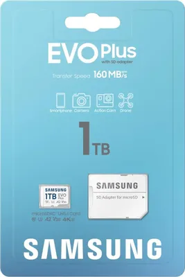 Obrázek produktu pro Samsung EVO Plus MB-MC1T0SA - Paměťová karta Flash (včetně adaptéru microSDXC na SD)