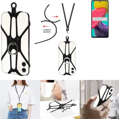 Produktbild von K-S-Trade 3in1 Handykette Handyband Handykordel Halsband Smartphone-Ring Handy-Ring kompatibel mit Samsung Galaxy M53 5G Fingerhalterung Handyring