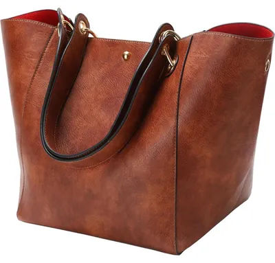 Produktbild von Shopper Tasche Damen Groß Dunkelbraun Kunstleder 28x21x29 cm
