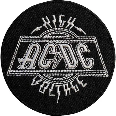 Obrázek produktu pro ACDC - tkaná látka - nažehlovací nášivka "High Voltage" - polyester RO10101 (jedna velikost) (černá/bílá)