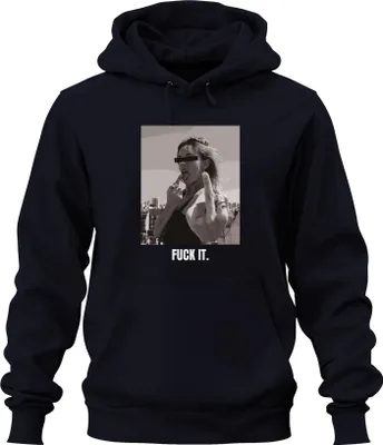 Produktbild von Fuck It Mittelfinger Rebell Statement Sarkasmus Streetwear Uni Hoodie Kapuzenpullover, Navy, M