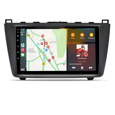Obrázek produktu pro 9palcové autorádio kompatibilní s CarPlay a Android Auto, vhodné pro modely Mazda 6 GH GG (2007-2012), s GPS navigací a ovládáním na volantu
