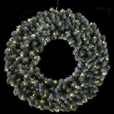 Produktbild von Best Season LED-Tannenkranz mit Schneedecor, beleuchtet ca.70 cm Ø60 w/w LED, grün, Trafo, outdoor, 612-11