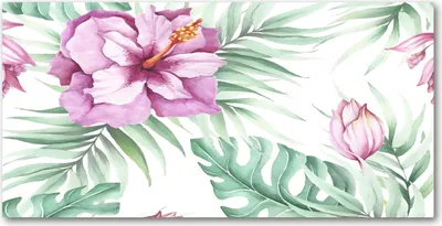 Produktbild von Tulup® Glas-Bild - 100x50 -Wandkunst - Wandbild hinter gehärtetem Sicherheitsglas  - Blumen & Pflanzen - Hawaii Blumen - Lila