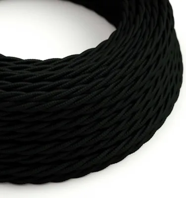 Image de Creative-Cables Câble électrique recouvert de tissu, 2 x 0,75 mm², 50 m, noir de carbone, tressé, effet de soie