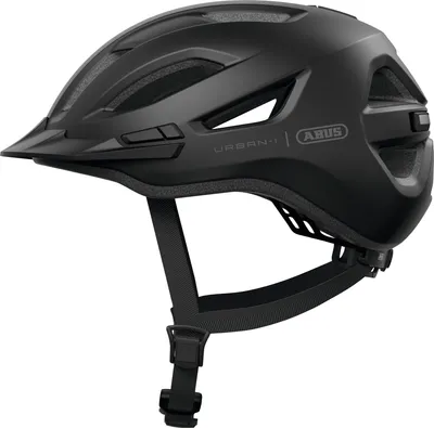 Zdjęcie produktu dla Kask miejski ABUS Urban-I 4.0 LR - kask rowerowy z otworem na warkocz, daszkiem, zapięciem magnetycznym - gotowy do montażu tylnego światła - dla nastolatków, kobiet i mężczyzn - rozmiar M, czarny