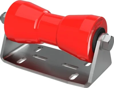 Image de Rouleau de quille en polyuréthane avec support B aide à la mise à l'eau des remorques de bateaux galvanisé SUPROD, 180 mm, rouge