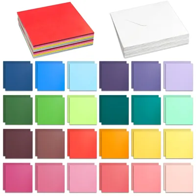 Obrázek produktu pro Omgoods – Sada 50 barevných kartiček a obálek, rozměr 20,5 x 20,5 cm