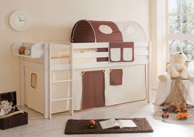 Produktbild von Hochbett "Malte" Kiefer Weiß Classic (Beige-Braun)