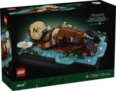 Productafbeelding van LEGO Ideas Drijvende Otters - Modelbouw voor volwassenen - 3D-puzzel met otterfiguren (moeder en jong) - Zelf te bouwen decoratie voor plank of woonkamer - Cadeau-idee voor kunst- en knutselfans - 21366