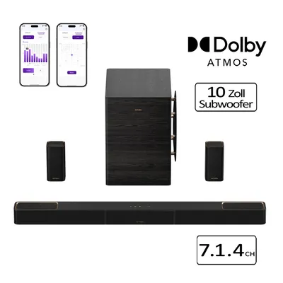 Produktbild von ULTIMEA Skywave Series 7.1.4-Kanal Professionelles Kabelloses Surround-Sound-System für TV mit Dolby Atmos, 980 W Soundbar mit 10"-Wireless-Subwoofer