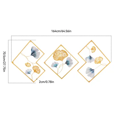 Produktbild von 3er-Set Wanddekorationen Ginkgo Wandskulpturen Wanddekoobjekt (Gold)
