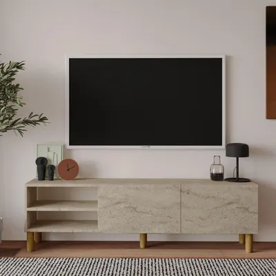 Obrázok produktu pre Skye Decor, kvalitný stojan na televízor (3 kusy), travertín, 150 cm, 100% melamín