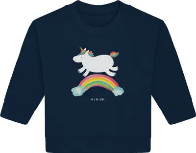 Produktbild von Mr. & Mrs. Panda Organic Baby Pullover Einhorn Regenbogen 24. - 36. Monat - French Navy - Geschenk, Erwachsenwerden, Unicorn, Einhornpower, Bullover, Glitzer