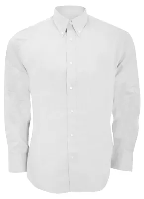 Produktbild von Kustom Kit Premium Oxford Herren Hemd, Langarm FK422 (Kragenweite 34,5cm) (Weiß)