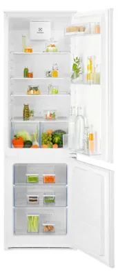 Electrolux Einbau-Kühl-Gefrierkombination / 1780 mm / 269 L / LowFrost – weniger Eisbildung / Schlepptür LND5FE18S1 Frontansicht geöffnet