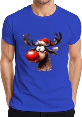 Produktbild von Lustiges Reh Rentier Rudolf Elch - Weihnachten Xmas Christmas Herren T-Shirt, Blau, M