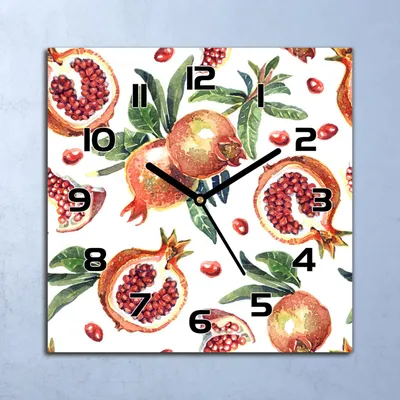 Produktbild von Wanduhr Echt-Glas-Küchenuhr Blumen und Früchte Quarz 30x30 Deko Bilder