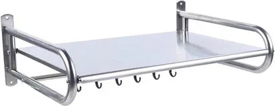 Obrázek produktu pro Magnetický držák na zeď do kuchyně – organizér – 6 háčků – 53x38x18 cm – stříbrná barva