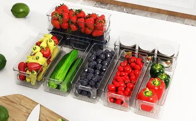 Produktbild von Famanu Kühlschrank-Organizer 4-teilig - Stapelbar, mit Griffen