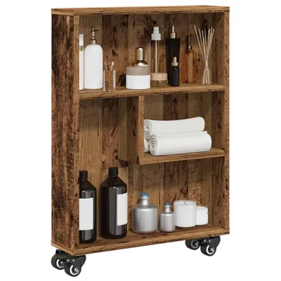 Produktbild von "im Angebot" Büroregal modern - Aufbewahrungswagen stilvolle - Schmal Altholz-Optik 48x13x68 Holzwerkstoff - Aktenregal CC24085