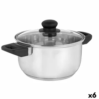 Image de Casserole avec couvercle en verre argenté Acier inoxydable 4,8 L 34 x 14,5 x 24 cm (6 pièces)