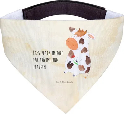 Produktbild von Mr. & Mrs. Panda Halstuch Hund Kuh - Vintage - Geschenk, Bauernhof, Für Hunde, Spruch, Bandana, Hundehalstuch, Kühe, Hof, Milch, Dreieckstuch
