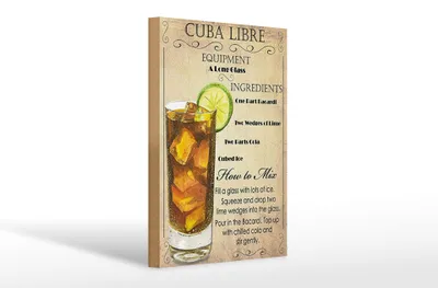 Produktbild von Holzschild Alkohol 20x30cm Cuba Libre Equipment ingredient