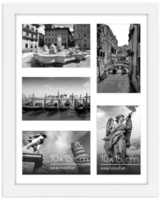 Image de Americanflat : Cadre photo collage 10x15 cm, blanc - Cadre photo 28x36 cm avec passe-partout