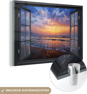Produktbild von MuchoWow Glasbilder - Bilder auf Wandbild - Foto auf Glas Aussicht - Meer - Strand 120x80 cm Wanddekoration aus Glas - Acrylglasbild - Acrylbilder - Abbildung