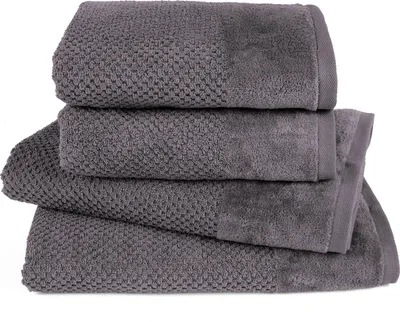Produktbild von Pure Label 4-TLG Handtücher Set mit Aufhängeschlaufen aus Baumwolle, saugstark und weich - 2xBadetuch 70x140 cm 2xHandtuch 50x100cm, Grau