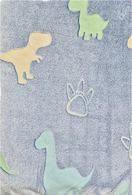 Obrázek produktu pro Mikroplyšová deka svítící ve tmě 150x200cm - dino modro zelený