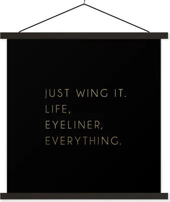 Produktbild von MuchoWow® Textilposter Zitat - Motivation - Gold - Schwarz 90x90 cm mit schwarzem Rahmen - Magnetisches