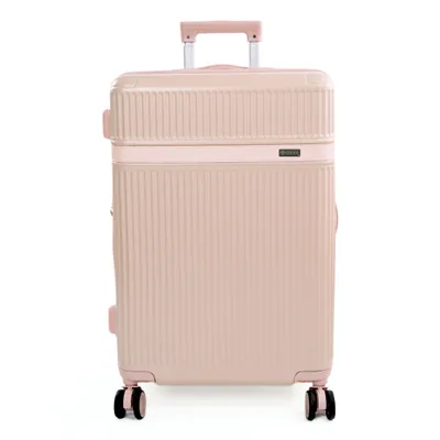 Imagen del producto de Maleta de viaje rígida de tamaño mediano, 24 pulgadas, fabricada en ABS, con 4 ruedas, candado numérico, extensible, marca Solier, modelo NOKIRO STL976, color rosa