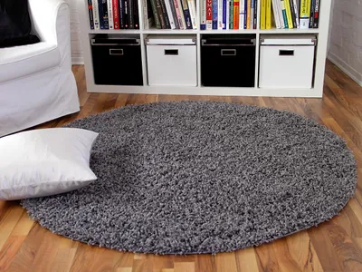 Produktbild von Hochflor Langflor Shaggy Teppich Aloha Anthrazit Rund, Größe:150 cm Rund