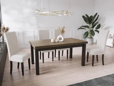 Produktbild von Moderner Rechteckiger Ausziehbarer Esstisch - Platzsparend - Schwarze Holzbeine - 140 bis 180 cm - Hergestellt in EU - 140 x 80 cm - Lefkas Eiche