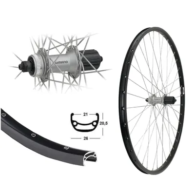 Produktbild von AGGRO-X 28 Zoll Alu Hinterrad 21-622 Laufrad Hohlkammer Shimano M4050 Silber MTB Disk Scheibenbremse Centerlock