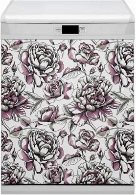 Produktbild von Küche Magnet für Spülmaschine  Abwaschbar 60x70 cm Geschirrspüle  - Rosen