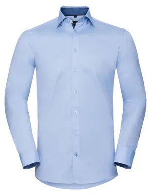 Image de Russell Collection - Chemise à manches longues pour homme LT5751 (39,5 cm) (bleu clair/bleu moyen/bleu marine vif)