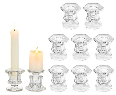 Glaskerzenhalter 10 Stück, klar, für Taper-Kerzen, Tischdeko