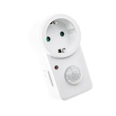 Produktbild von Infrarot Bewegungsmelder Steckdose Zwischenstecker mit Bewegungssensor LED geeignet 230V max. 1200W 8m Reichweite weiß HUBER Motion 20 Steckdoseneinsatz Lichtsensor