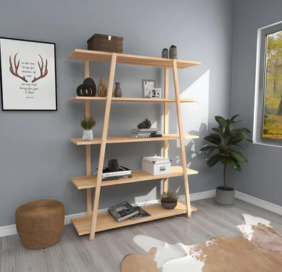 Obrázek produktu pro Designer Beiges Bücherregal Hochwertige Holz Schränke Edle Robuste Möbel
