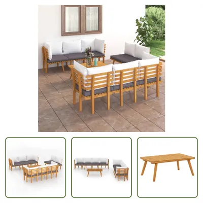 Produktbild von The Living Store 8-tlg. Garten-Lounge-Set mit Kissen Massivholz Akazie