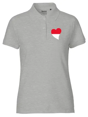 Produktbild von Huuraa Damen Polo Shirt Monaco Flagge Herz M Sport Grey  Baumwolle Fairtrade Poloshirt Geschenkidee